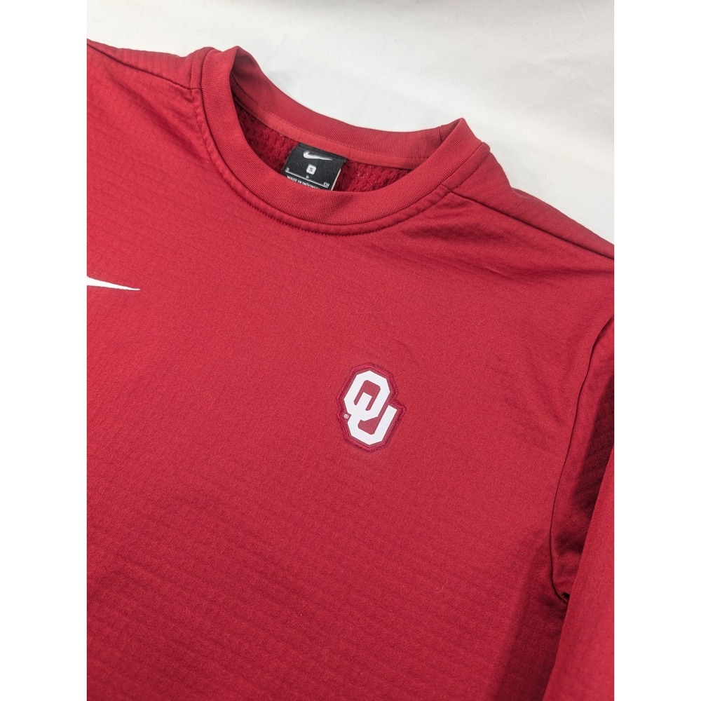 Nike Oklahoma Sooners Waffle Thermal Red Therma-FIT Crewneck Pullover Small